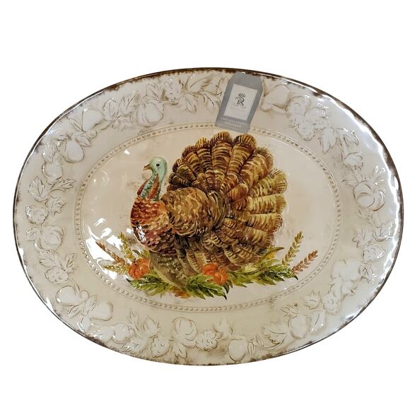 Thanksgiving Melamine Platter Farmhouse Rachel Ashwell 14x18 Retro Holiday New - Picture 1 of 10